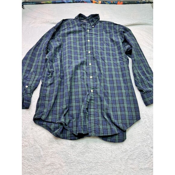 Polo Ralph Lauren Yarmouth 100% cotton Blue/Green Plaid 16 32/33 button up LS - Picture 4 of 12